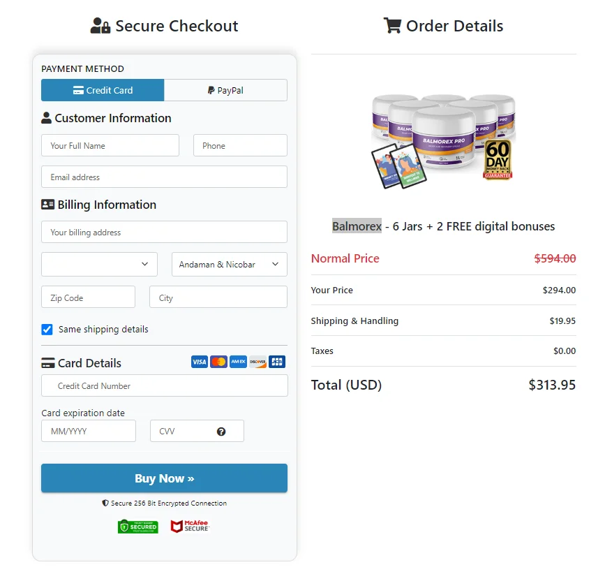 Secure Order Form